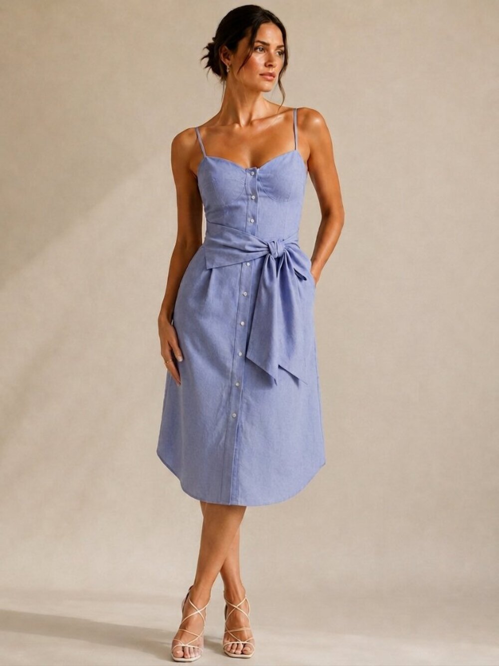N / Nicholas Australian Made Chambray Corset Bustier Midi Dress Size 0 Rare
